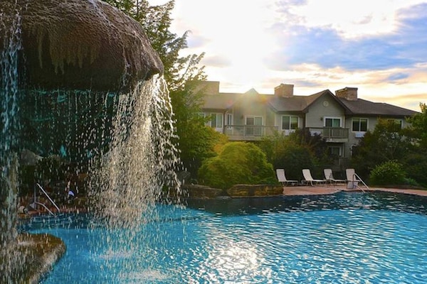 Alberca techada y alberca al aire libre