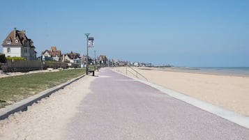 On the beach, beach towels