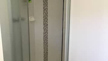 Combined shower/bathtub, hair dryer, towels, shampoo