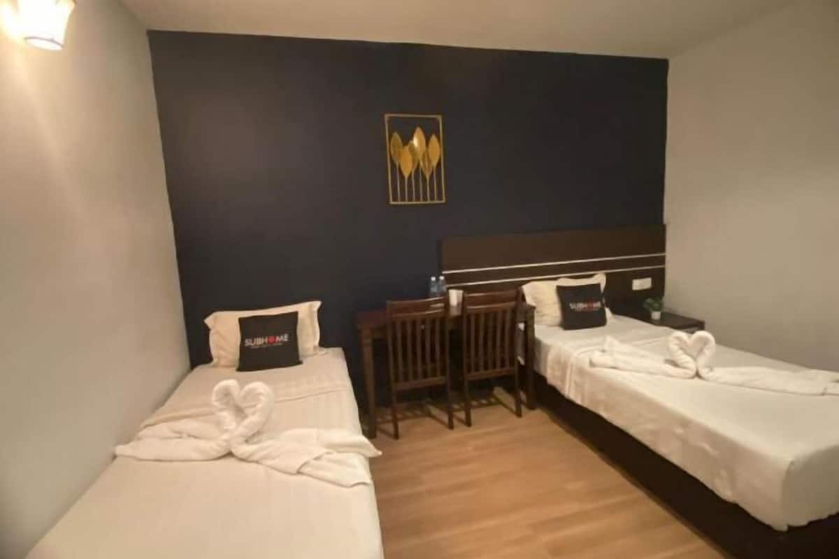 Desk, free WiFi, bed sheets