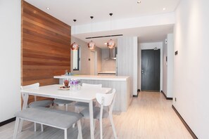 Apartment, 3 Bedrooms (#B213) | Private kitchen | Fridge, stovetop, electric kettle, cookware/dishes/utensils - Boulevard Residence (Petaling Jaya)