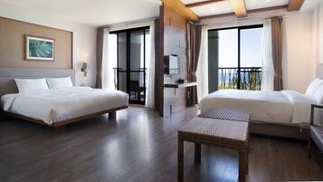 Family Quadruple Room, 2 Queen Beds, Ocean View | 1 bedroom, premium bedding, down comforters, free minibar items