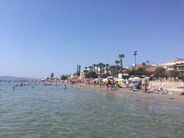 Beach nearby, sun loungers