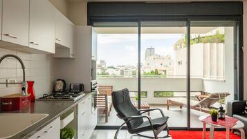 Sunny Apartments Luxury 2BR @City Centre with Balcony | Living room | 55-inch flat-screen TV with satellite channels, TV, Netflix