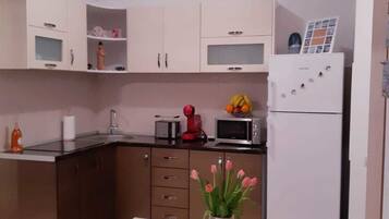 Basic Studio, Multiple Beds | Private kitchen