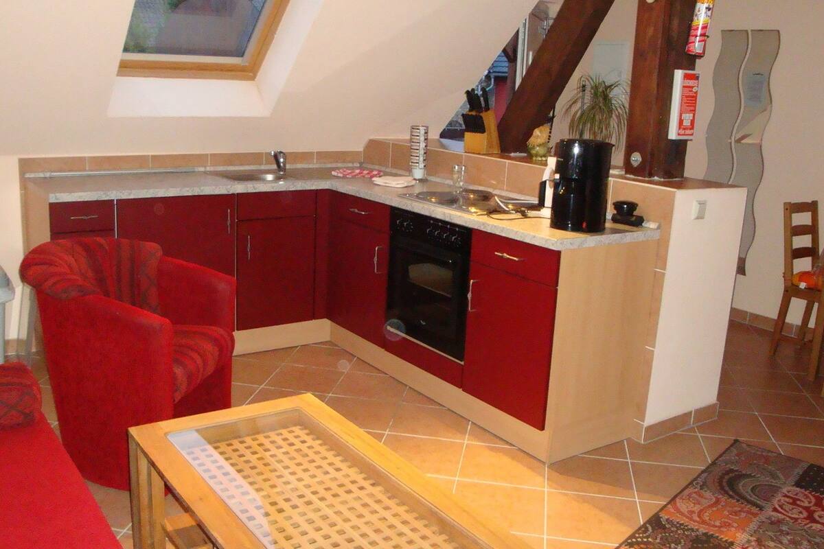 Apartment, 1 Bedroom (Heuboden) | Private kitchen | Coffee/tea maker, fridge, oven, stovetop