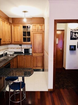 Fridge, microwave, oven, toaster