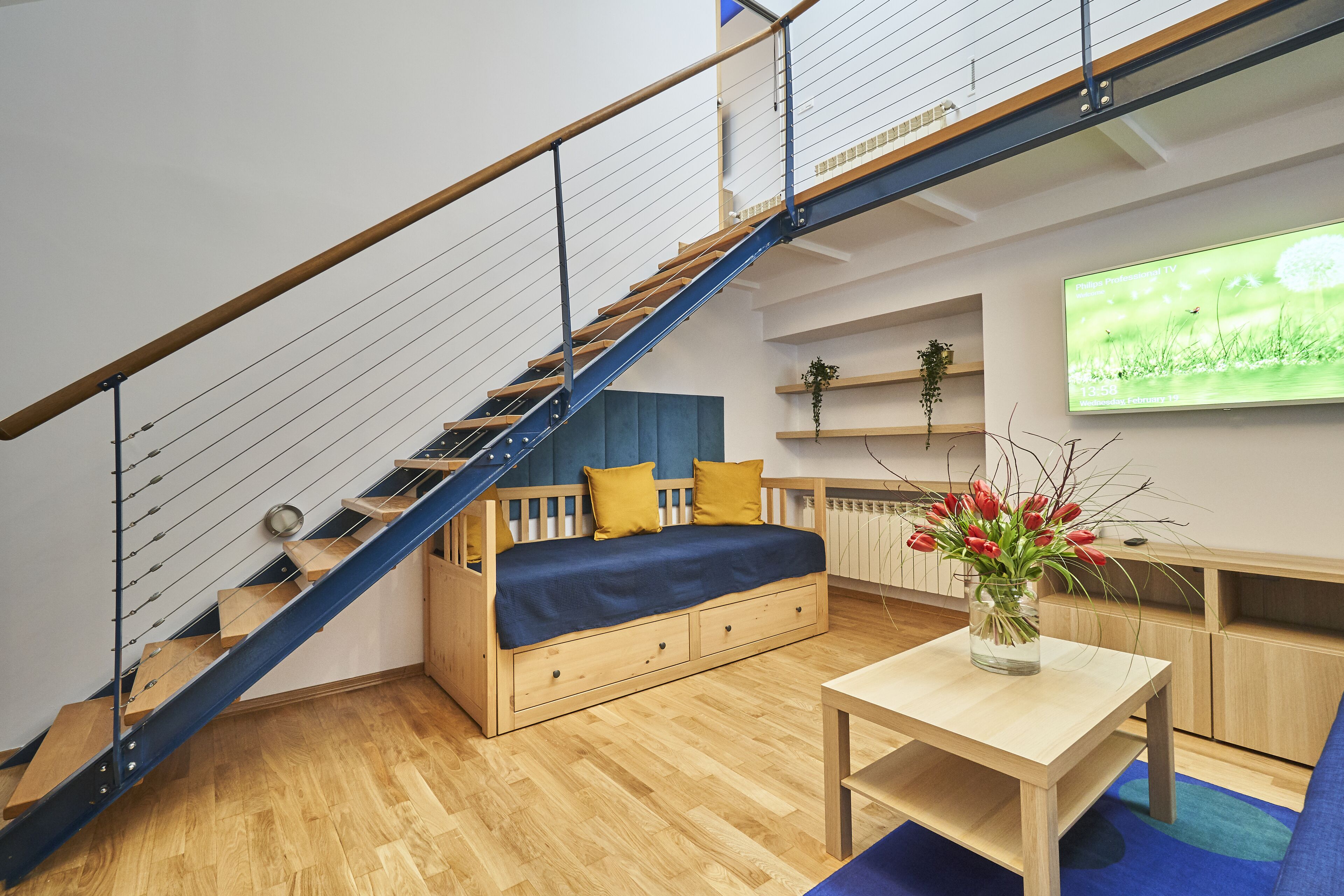 family apartment | living area | 55-inch smart tv with satellite channels, tv