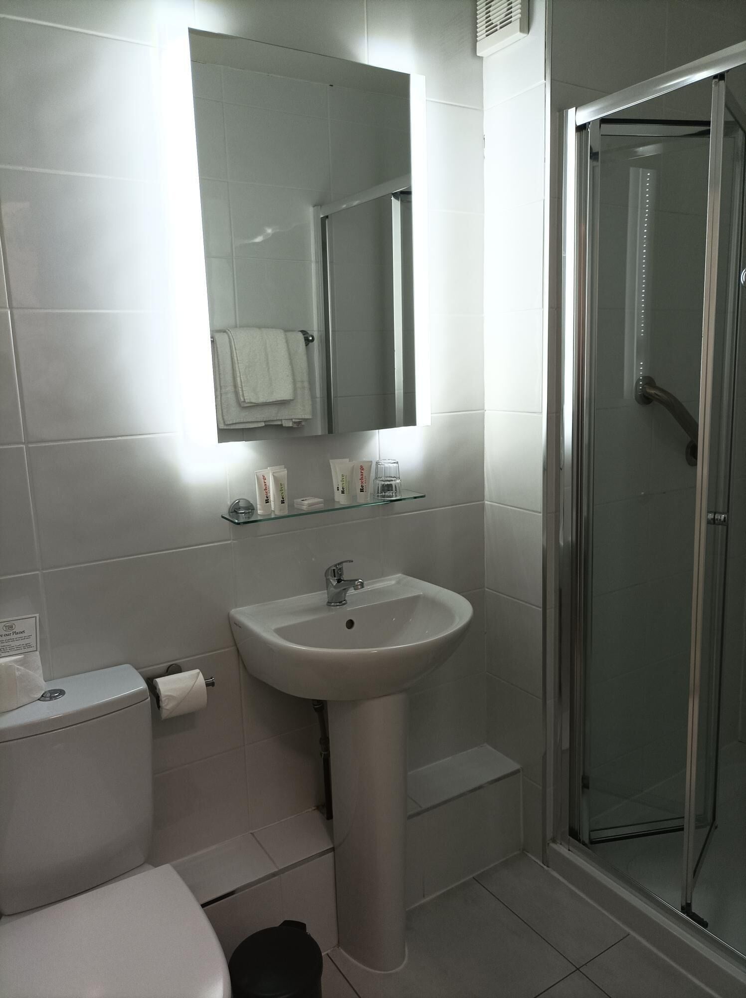standard double room | bathroom | shower, free toiletries, hair dryer, towels