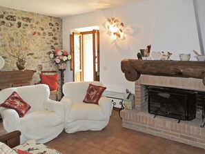 Tv, eldstad och dvd-spelare