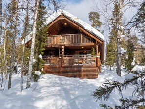 A wooden cabin with a balcony, surrounded by snow and trees. - Mervinrinne by Interhome (Sodankylä)