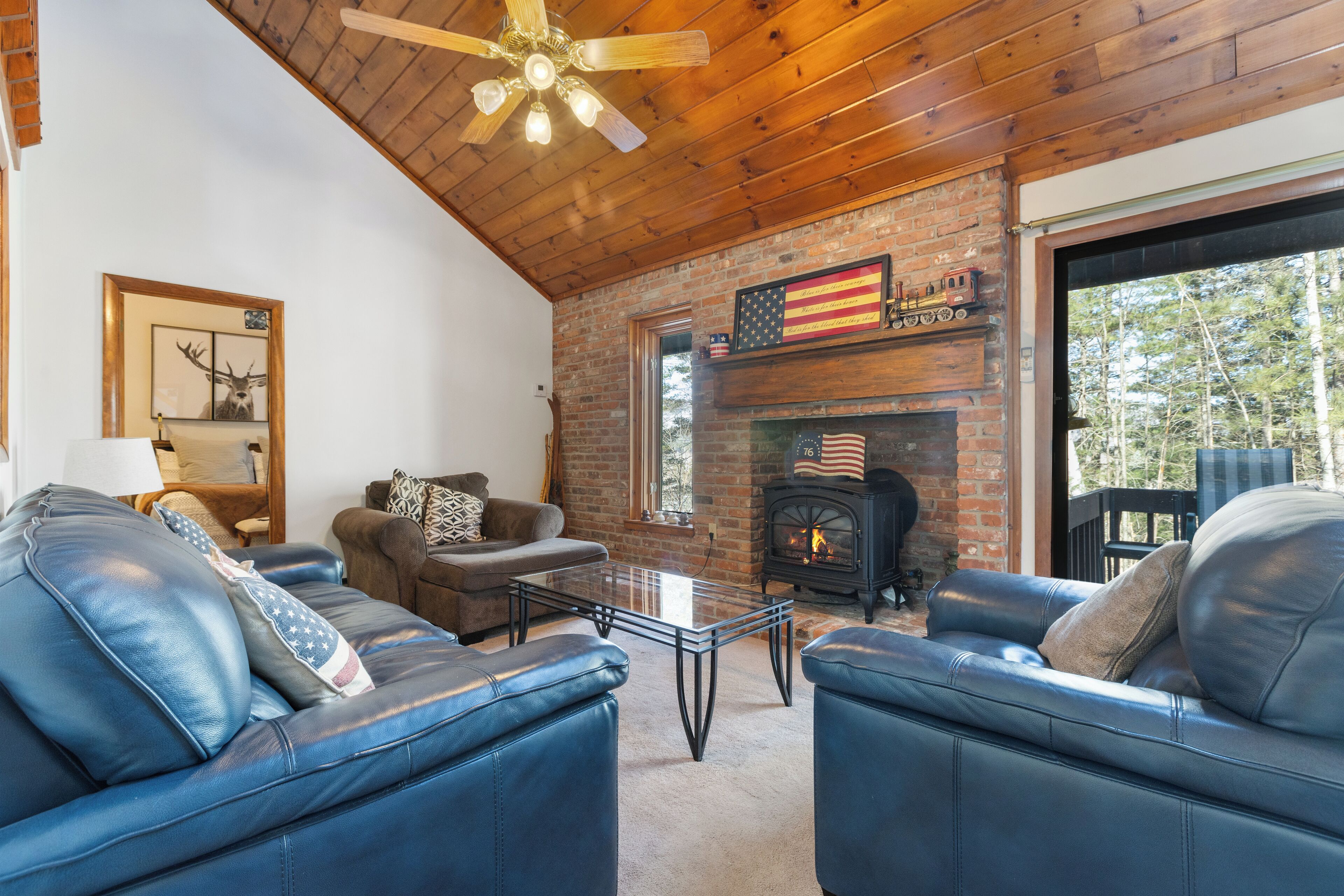 Smart-TV, Kamin, DVD-Player, Bücher