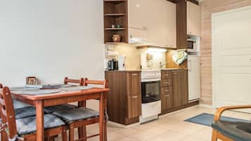 Fridge, microwave, highchair, cookware/dishes/utensils