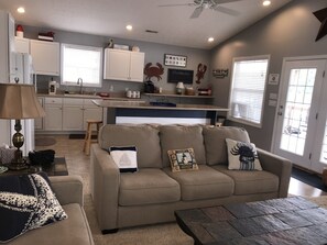 TV, DVD player, stereo