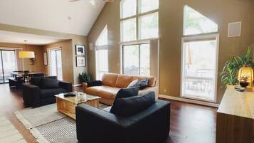 Smart TV, fireplace, video games, foosball