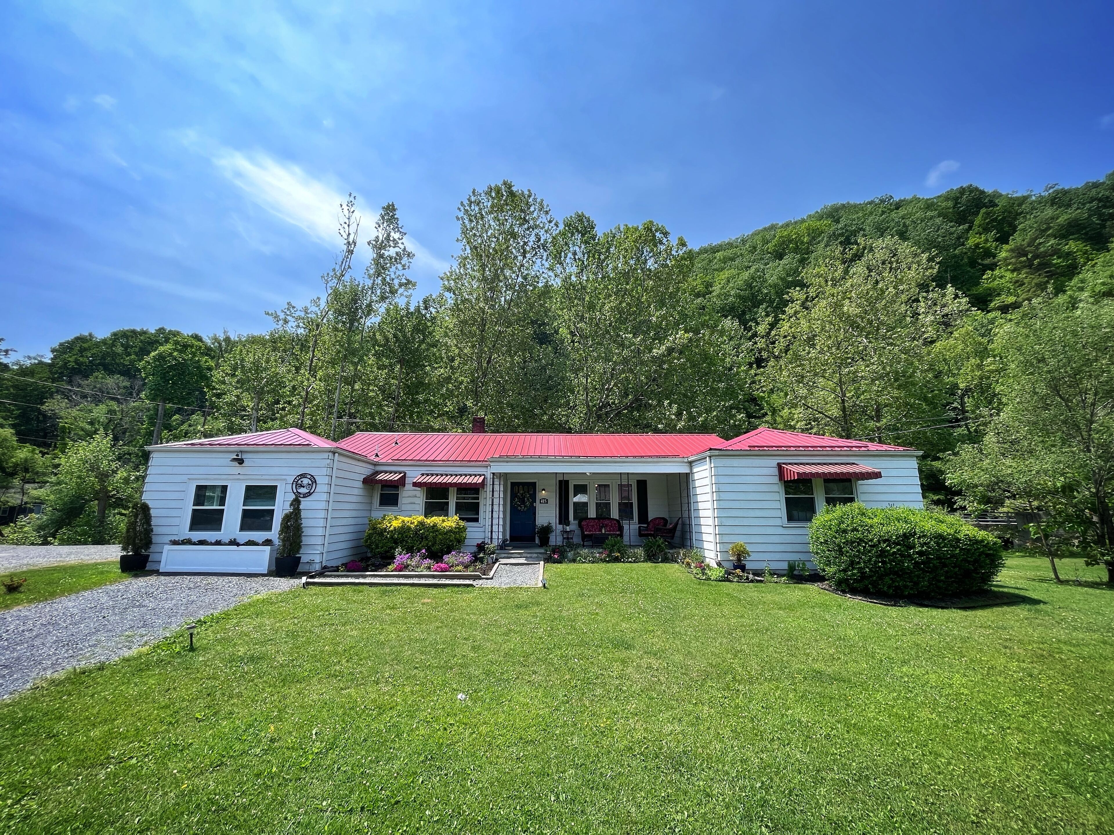 Virginia Creeper Trail in Front Yard, Deck overlooking the River in Back Yard!
