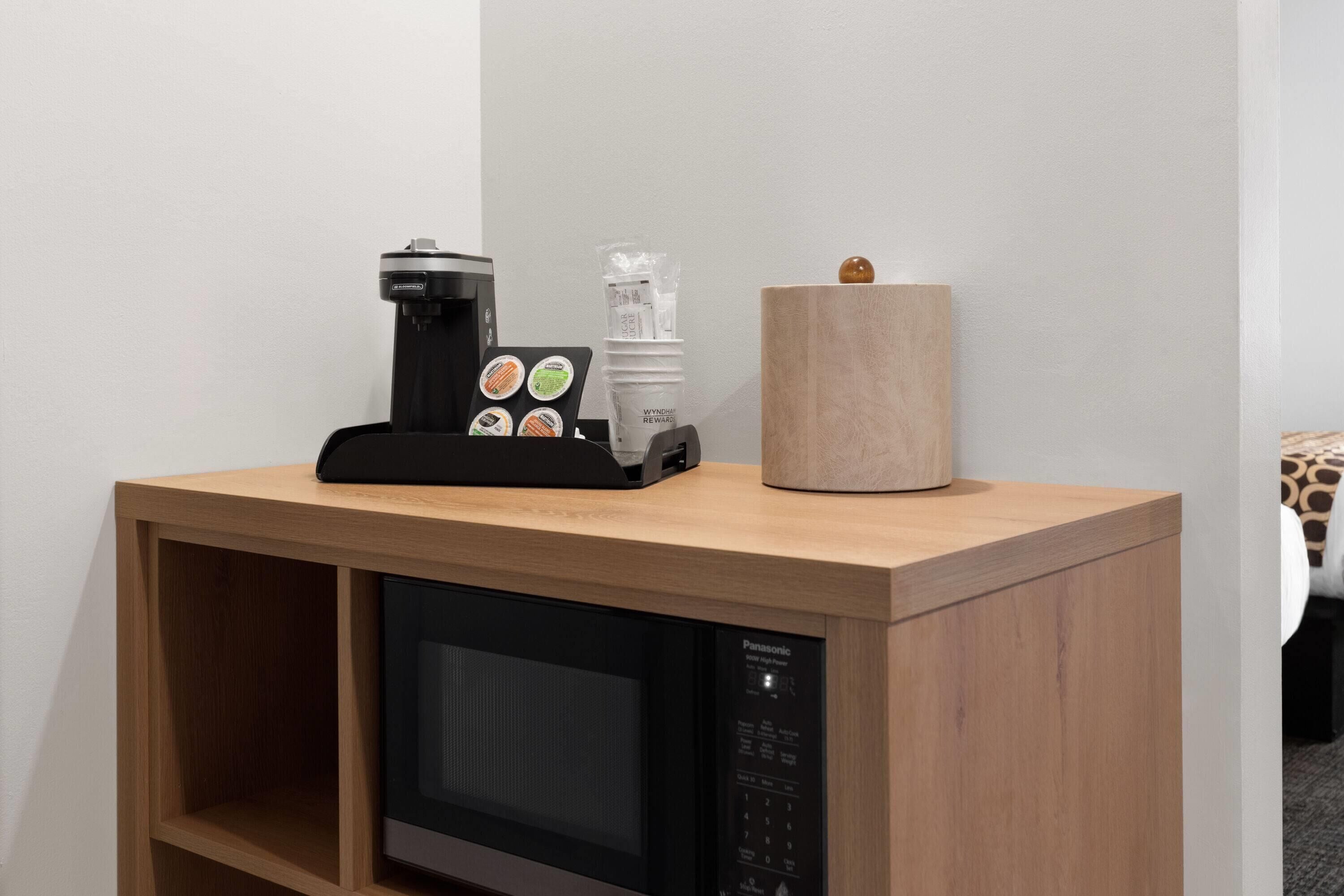 desk, laptop workspace, blackout curtains, iron/ironing board