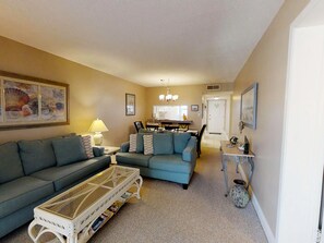 Traditional Condo, Multiple Beds, Partial Ocean View | Living room - Sea Coast Condominium (New Smyrna Beach)