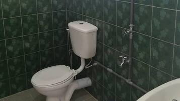 A bathroom with a toilet, a sink, and a shower.