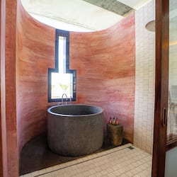 Separate bathtub and shower, deep-soaking bathtub, bathrobes, slippers