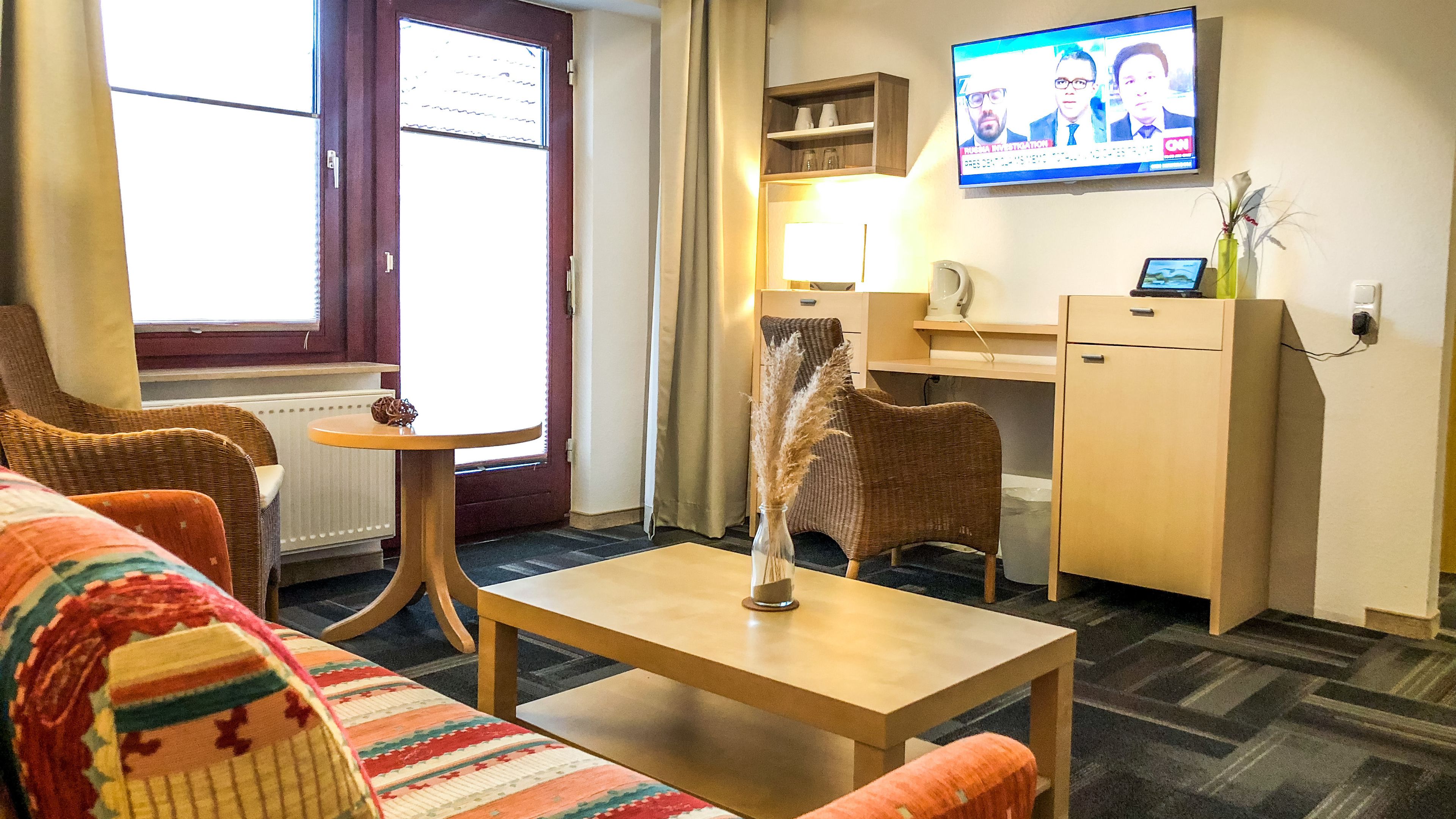 hypo-allergenic bedding, in-room safe, blackout curtains