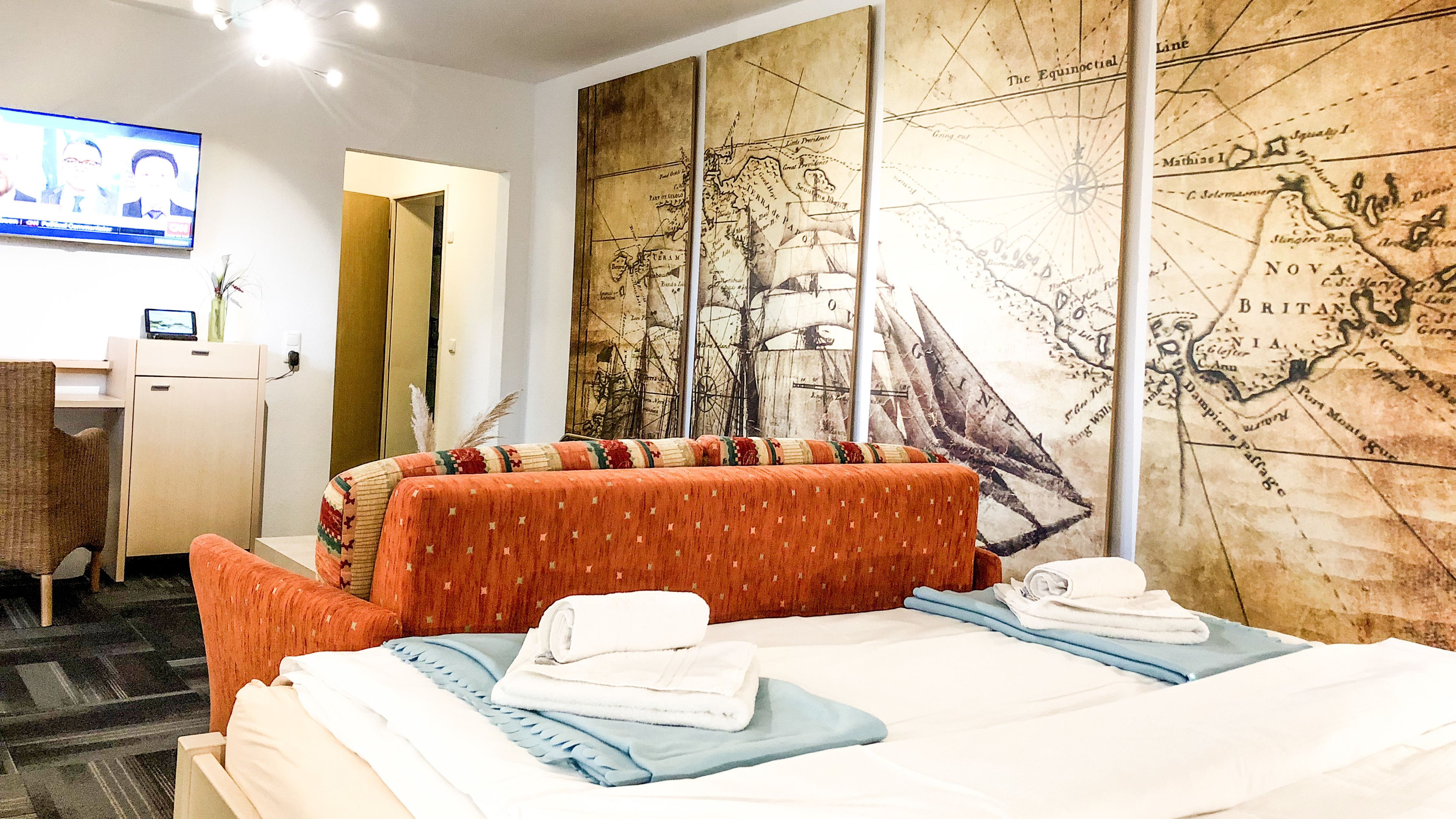 hypo-allergenic bedding, in-room safe, blackout curtains