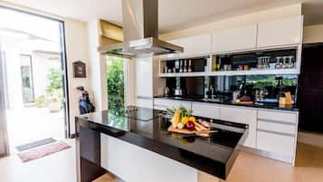 5-Bedroom Villa with Private Pool | Private kitchen | Full-size fridge, microwave, stovetop, cookware/dishes/utensils