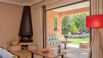 Lodge 2 Bedrooms | Living area | 43-inch plasma TV with satellite channels, LED TV, fireplace