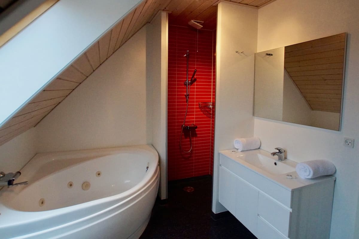 Suite, 1 slaapkamer, bubbelbad | Badkamer | Gratis toiletartikelen, handdoeken, zeep, shampoo