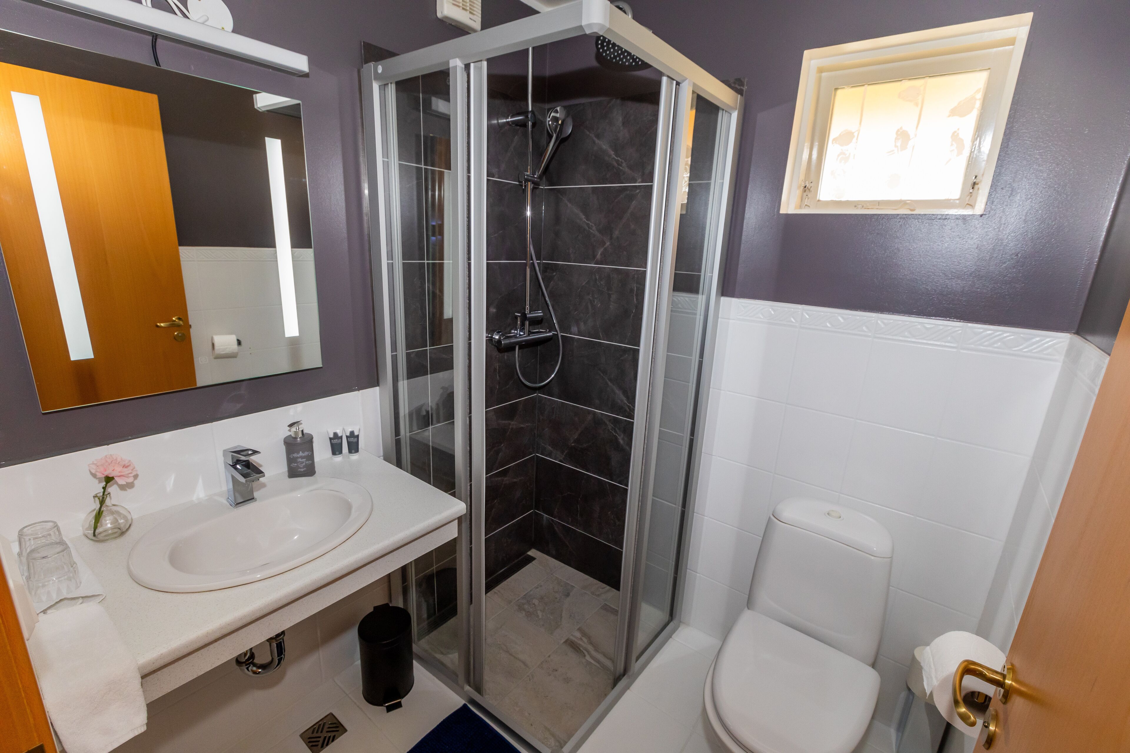 shower, free toiletries, hair dryer, bathrobes