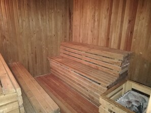 Sauna, hot tub, steam room, mud baths, hot stone massages