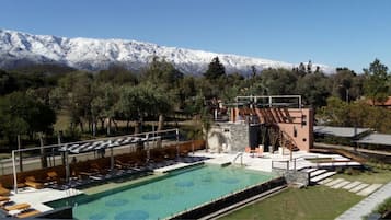 Outdoor pool, pool loungers
