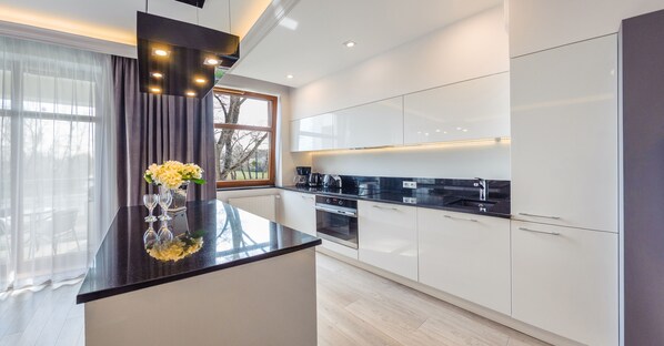 Apartemen (Polna 56A/8 Delux) | Ruang kerja ramah laptop, setrika/meja setrika, dan Wi-Fi gratis