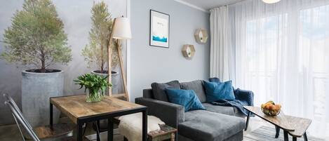 Huoneisto, 1 makuuhuone | Oleskelualue | Taulutelevisio