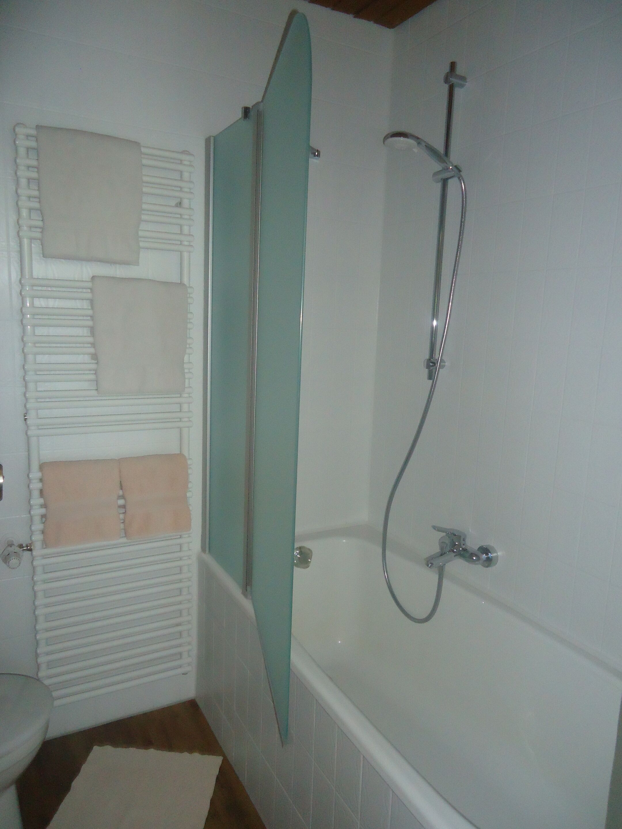 A bathroom with a bathtub, a shower, and a toilet.