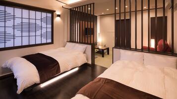 Japanese Western Style Room with Semi Open-air Bath, River view | In-room safe, desk, laptop workspace, blackout curtains