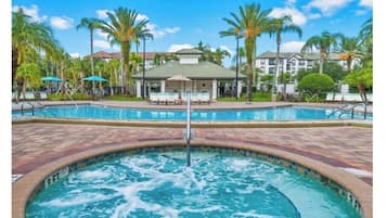 2 outdoor pools, open 9:00 AM to 10:00 PM, pool umbrellas, pool loungers