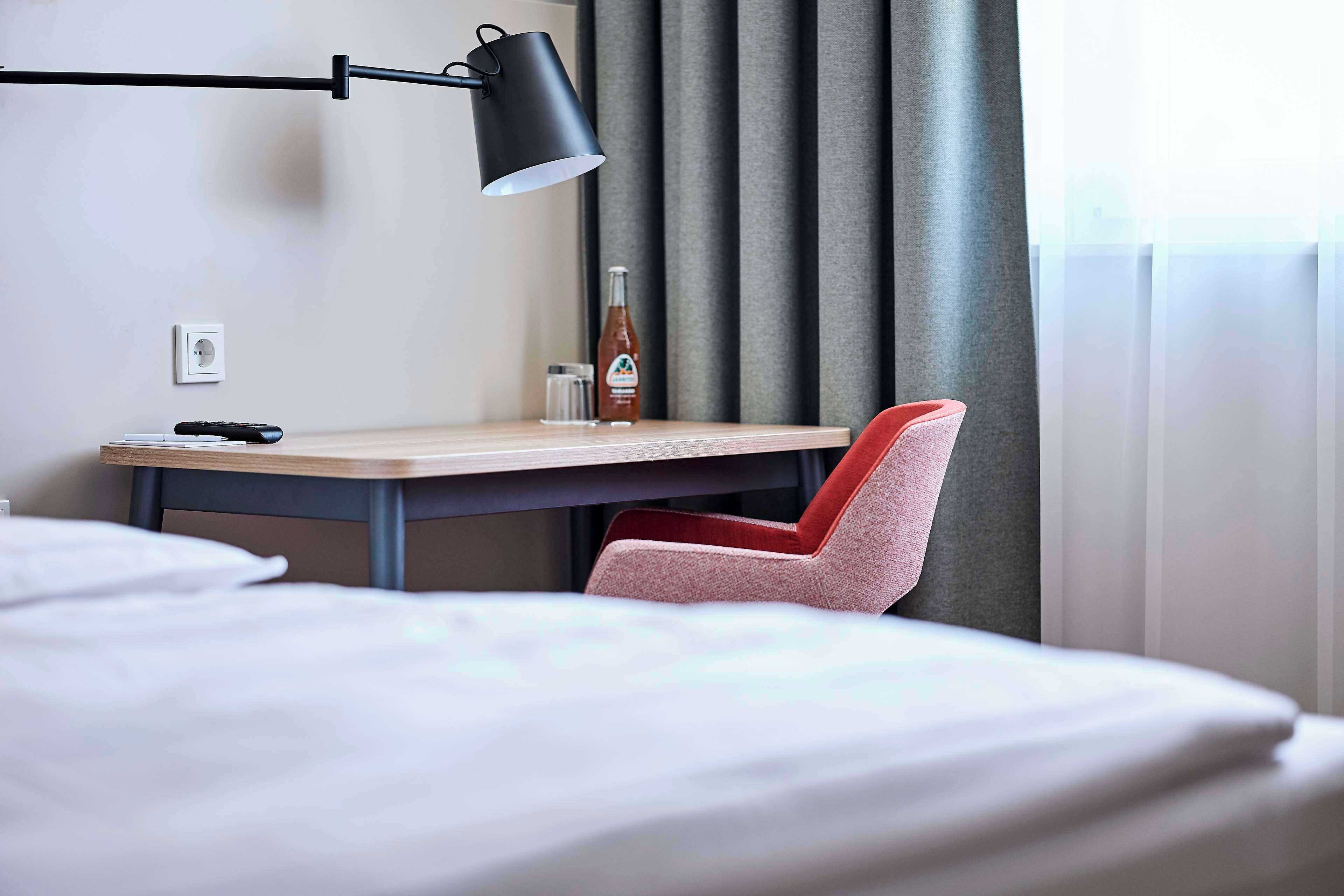 in-room safe, laptop workspace, blackout curtains, soundproofing