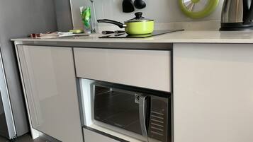 Fridge, microwave, electric kettle