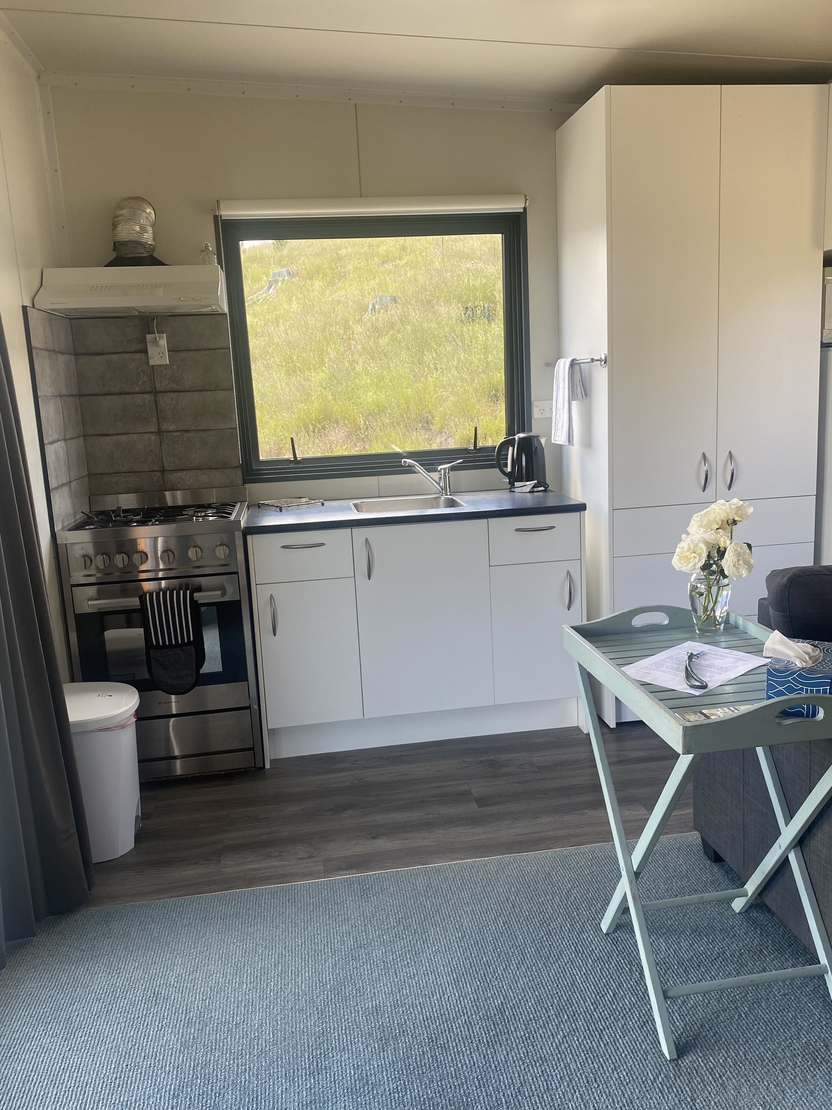 冷蔵庫、電子レンジ、オーブン、コンロ