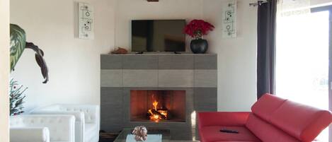 TV, fireplace, DVD player, stereo