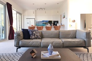 Televisión de pantalla plana, chimenea y Netflix 