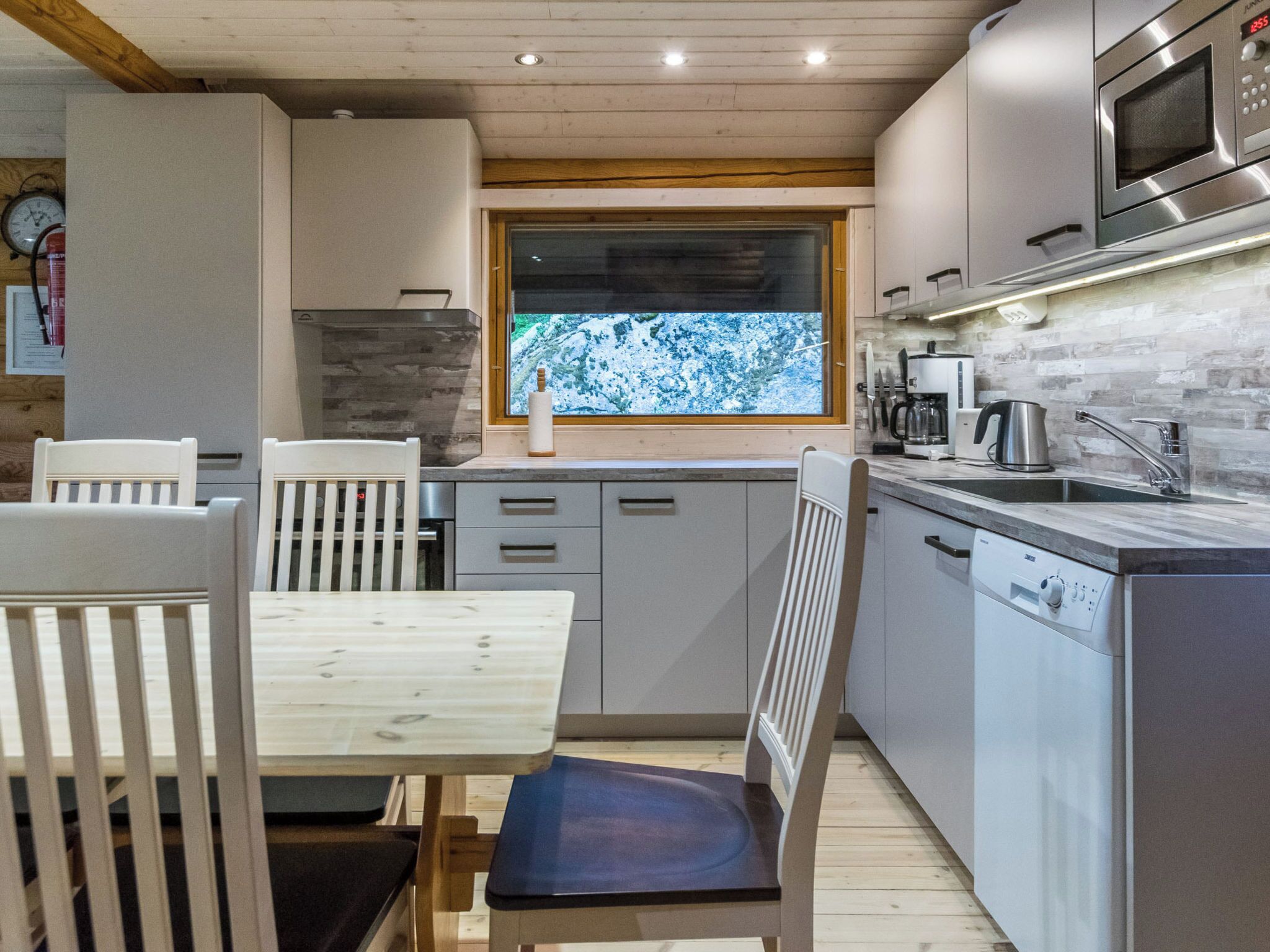 Fridge, microwave, dishwasher, high chair