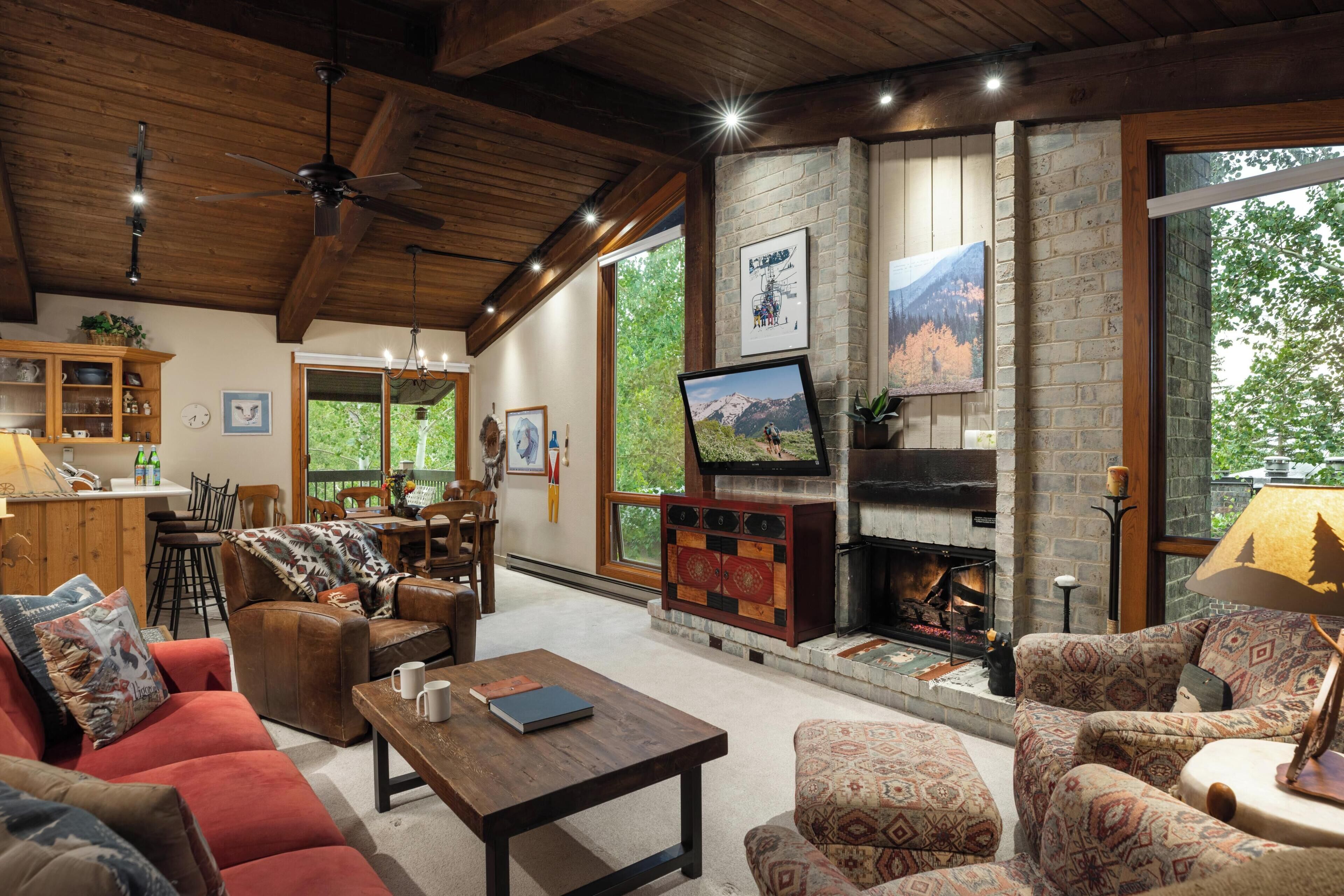 Fireplace, DVD player