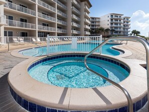 Outdoor pool, a heated pool - Summer Place 107, One step to beach, 2 Pools, 2 sets Beach Chairs included (Fort Walton Beach)