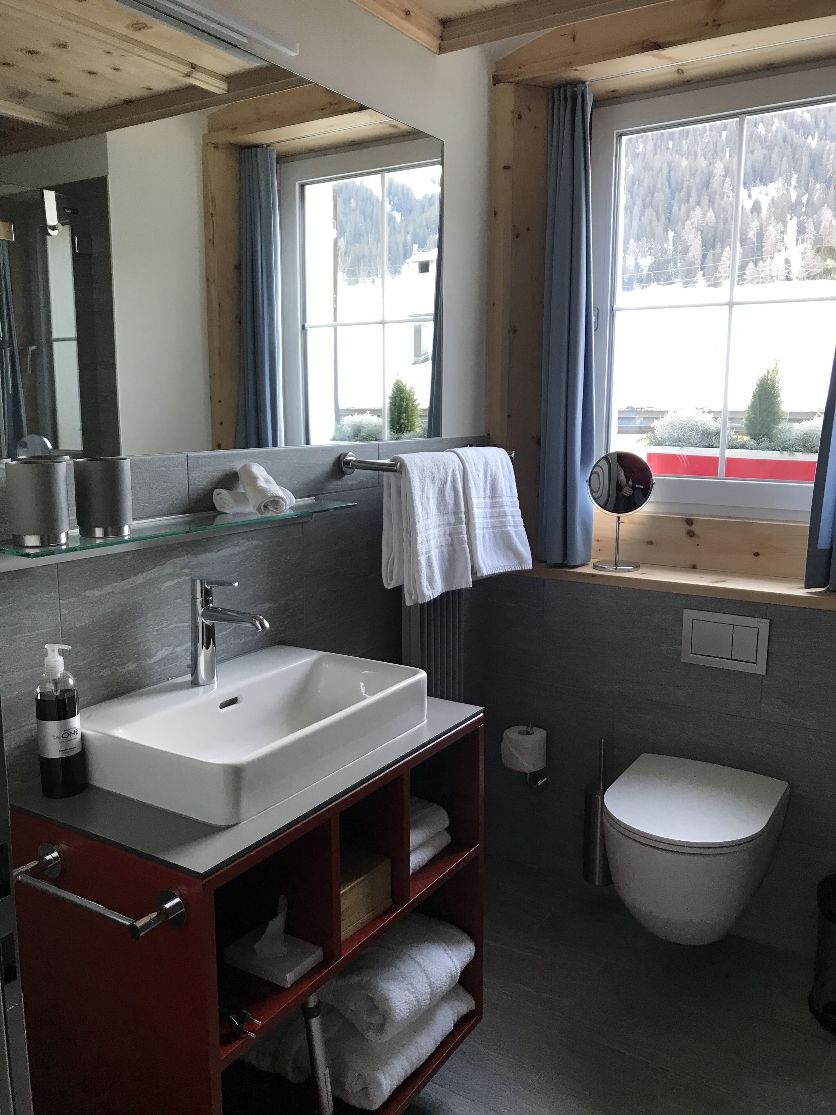 superior double room, mountain view | bathroom | hair dryer, bathrobes, towels