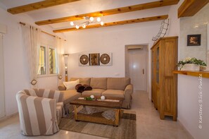 Smart TV, fireplace, DVD player, music library