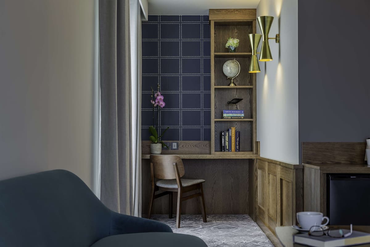 in-room safe, desk, laptop workspace, soundproofing