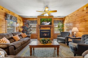 Condo, Multiple Beds, Hot Tub | Living area | 42-inch flat-screen TV with cable channels, TV, fireplace