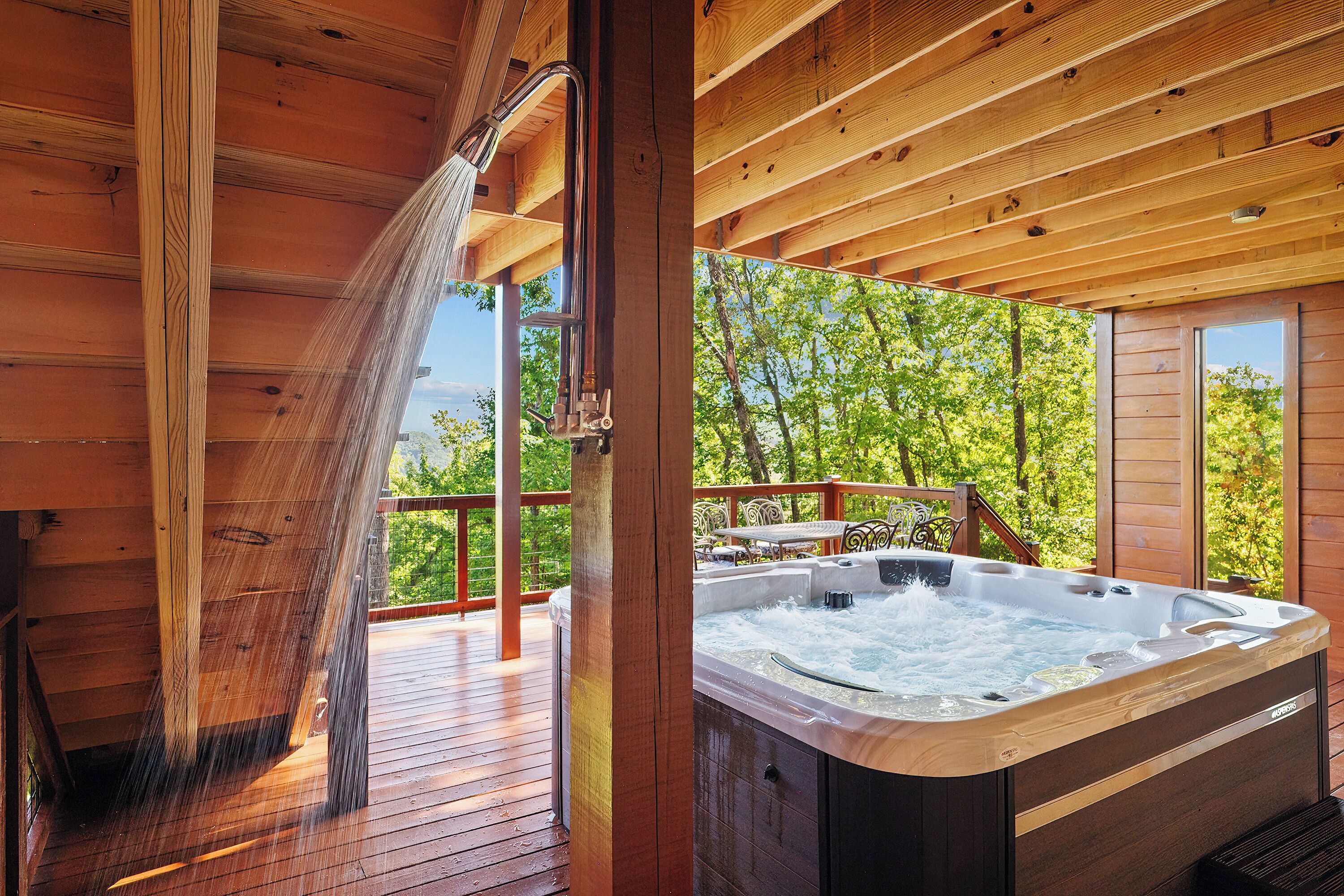 Cabin, Multiple Beds, Hot Tub, Mountain View | Terrace/patio